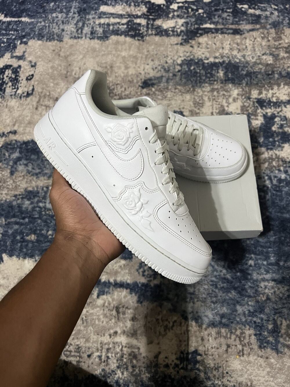 Size 10M- Nike Air Force 1 White Roses Women’s 11.5 Leather Sneakers HF2016-100
